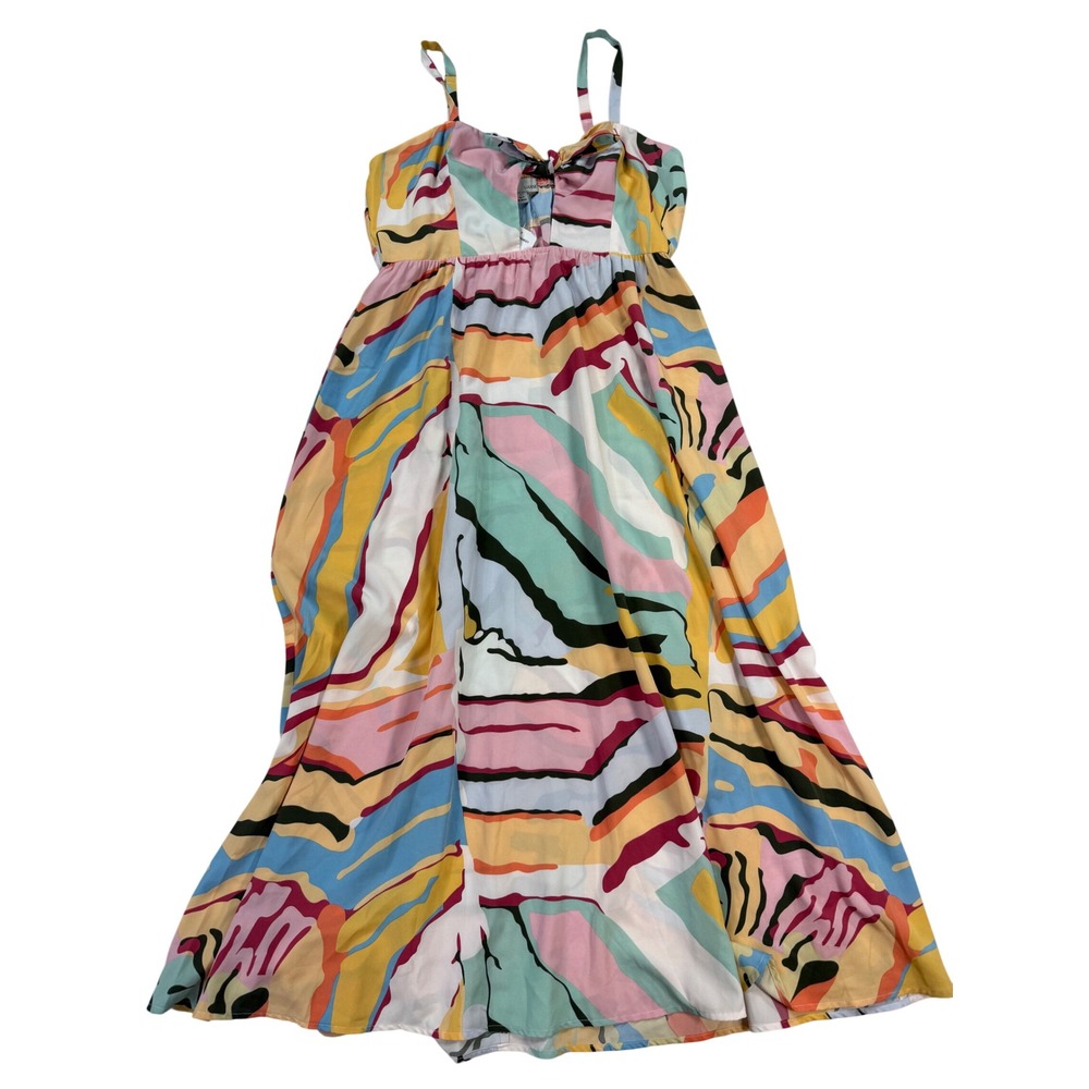 LUUKSE Maxi Dress Womens L Multi-Color NWT Abstract Cutout Tie Front Summer